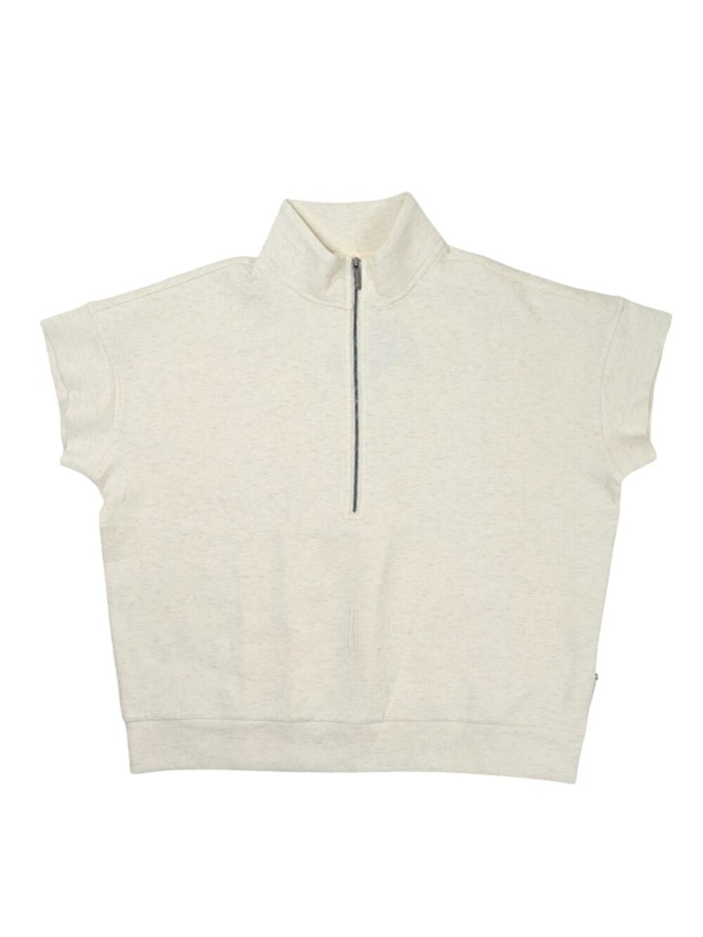 Rhoback Aspire Short Sleeve Half Zip in Heather Parchment White